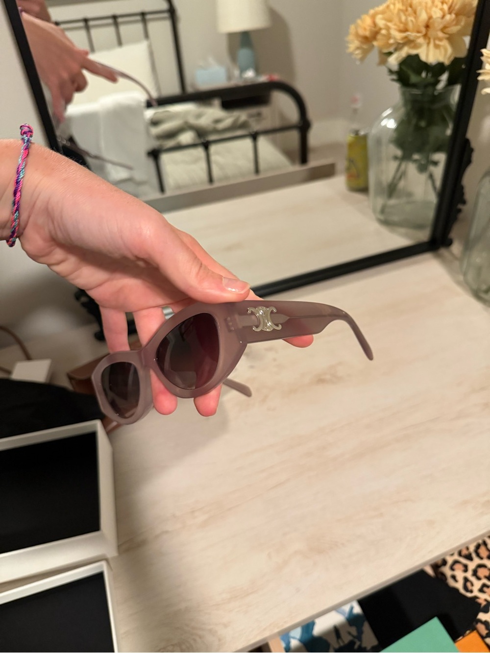 Celine Mauve Cat-Eye Sunglasses with Brown Case - Picture 12 of 12